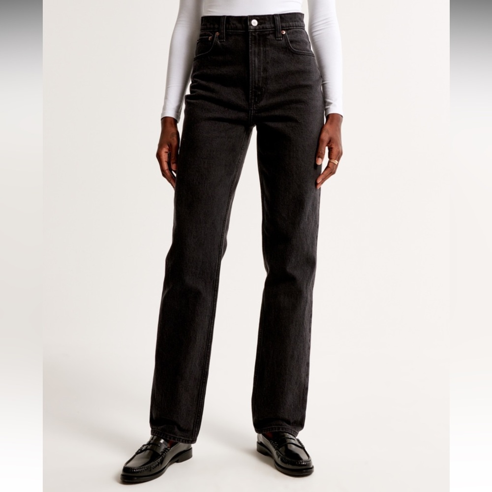 Black Abercrombie 90s Straight Ultra High Rise Jeans